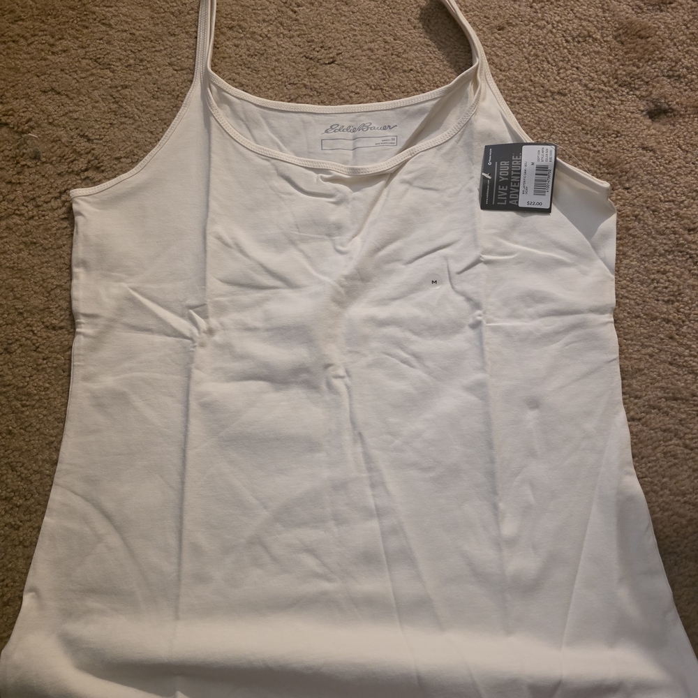 Eddie Bauer Women's Cream Tank Camisole with Scoop Neck